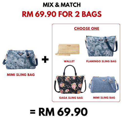MIMI SLING BAG - FLORAL JEANS CA, NAVY BLUE